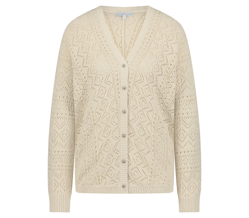Red Button Cardigan Ajour Sand