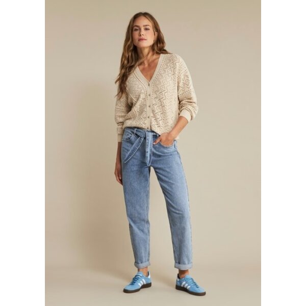 Red Button Cardigan Ajour 