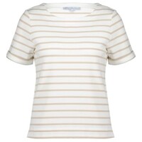 Red Button Terry Stripe Short Sleeve Pebble