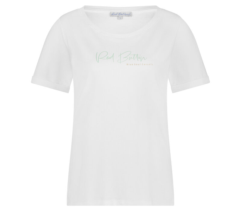 Red Button Tee Temmy Logo Mint