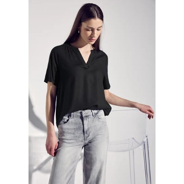 Street One Splitneck Blouse with Turn-Up 