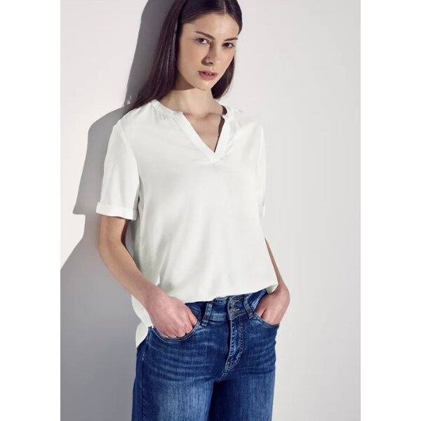 Street One Splitneck Blouse with Turn-Up 