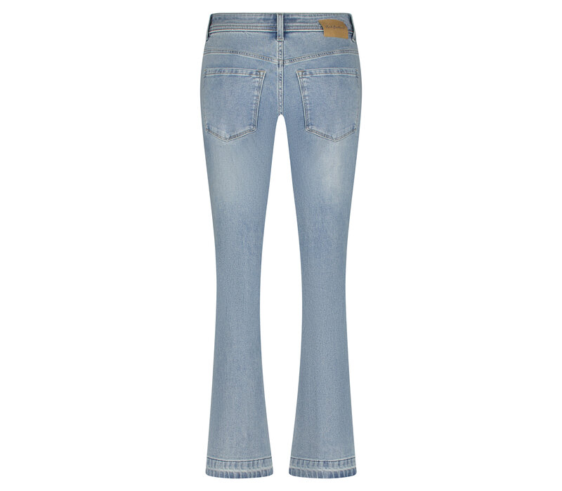 Red Button Babette Crop White Seams Bleach
