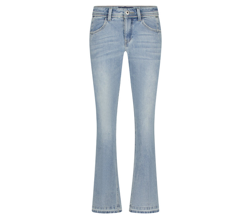 Red Button Babette Crop White Seams Bleach