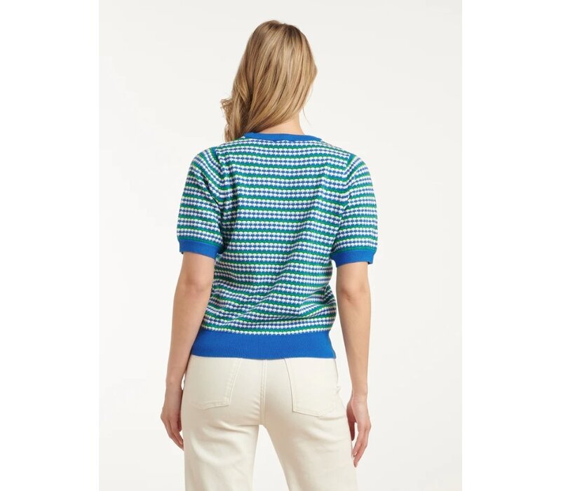Smashed Lemon Knit Top Cobalt Blue Green