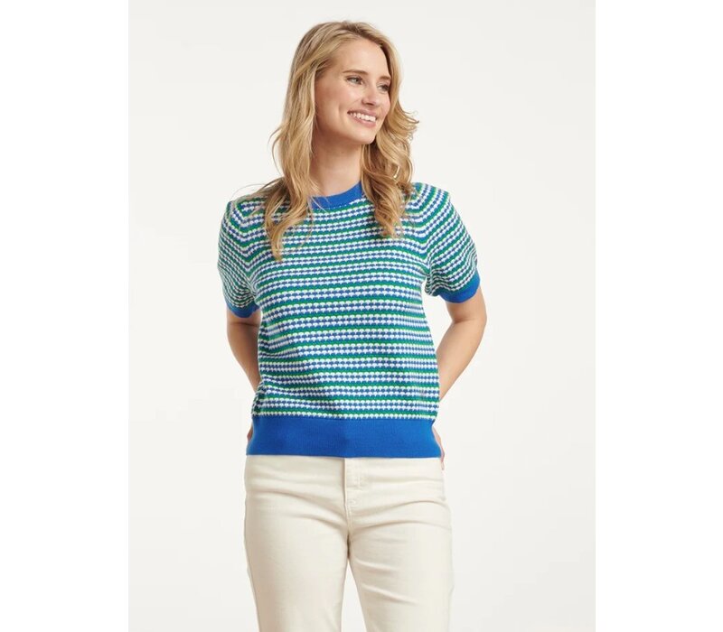 Smashed Lemon Knit Top Cobalt Blue Green