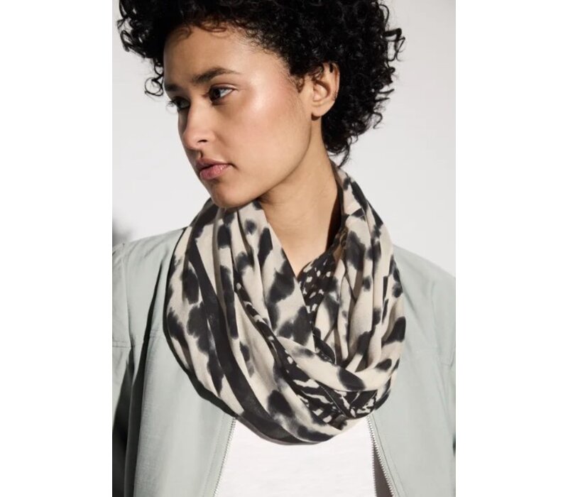 Street One Color Print Loop Sjaal Black