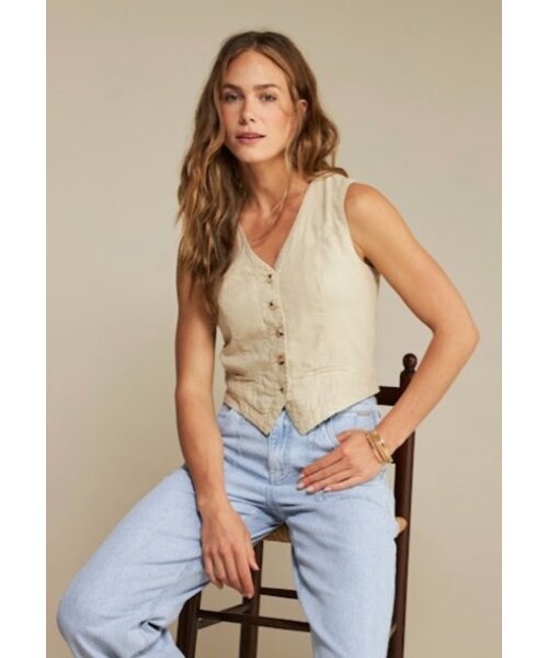 Red Button Red Button Waistcoat Cotton Linen