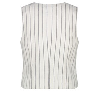 Red Button Waistcoat Cotton Linen Stripe Navy
