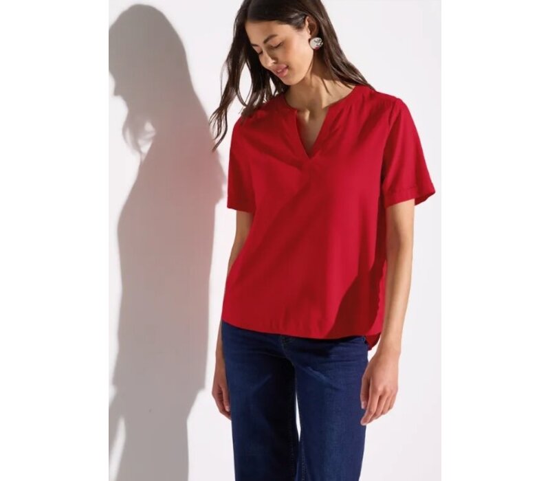 Street One Splitneck Blouse with Turn-Up Glory Red
