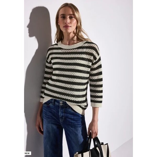 Street One Cosy Striped Mesh Sweater 