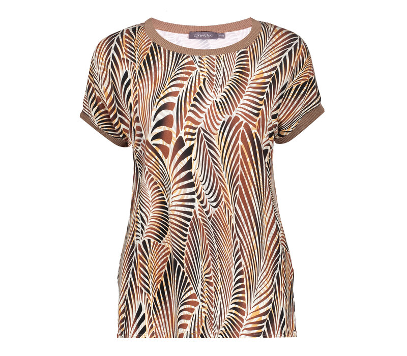 Geisha T-Shirt Fancy Rib Camel