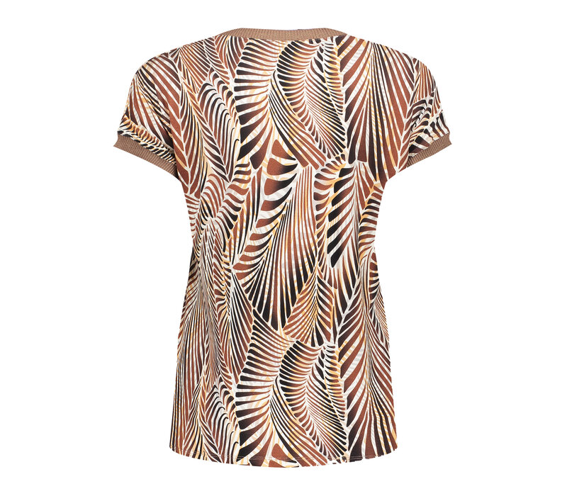 Geisha T-Shirt Fancy Rib Camel