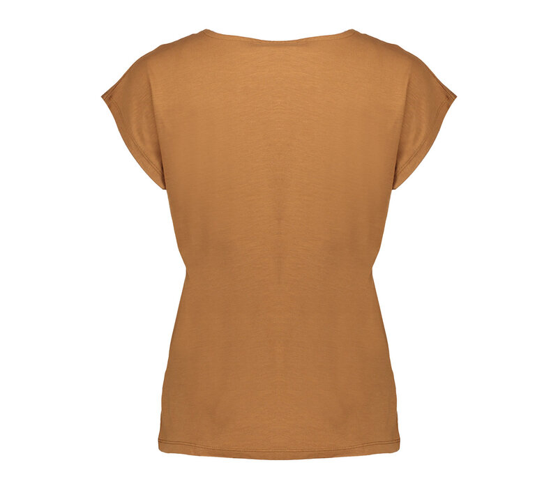 Geisha Top Slub Fancy Neck Tabacco