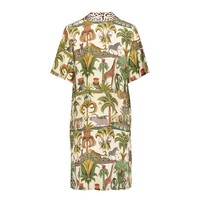 Geisha Dress Animal Jungle Green Off White Brown
