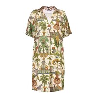Geisha Dress Animal Jungle Green Off White Brown
