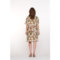 Geisha Dress Animal Jungle Green Off White Brown