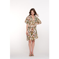 Geisha Dress Animal Jungle Green Off White Brown