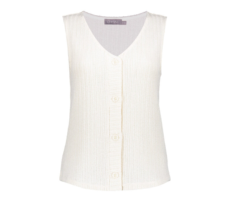 Geisha Singlet Knit with Buttons Off White