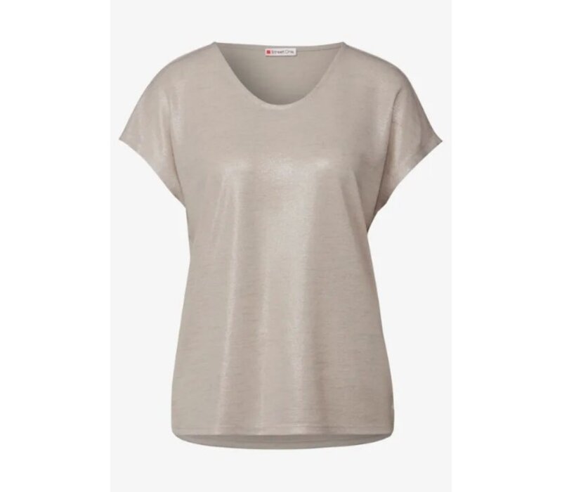 Street One Coated V-Neck Shirt Moonstone Sand