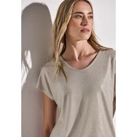 Street One Coated V-Neck Shirt Moonstone Sand