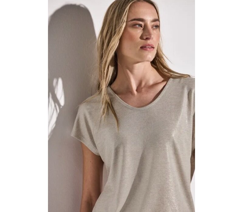 Street One Coated V-Neck Shirt Moonstone Sand