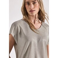 Street One Coated V-Neck Shirt Moonstone Sand