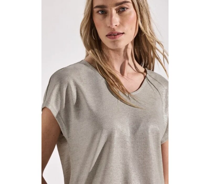 Street One Coated V-Neck Shirt Moonstone Sand