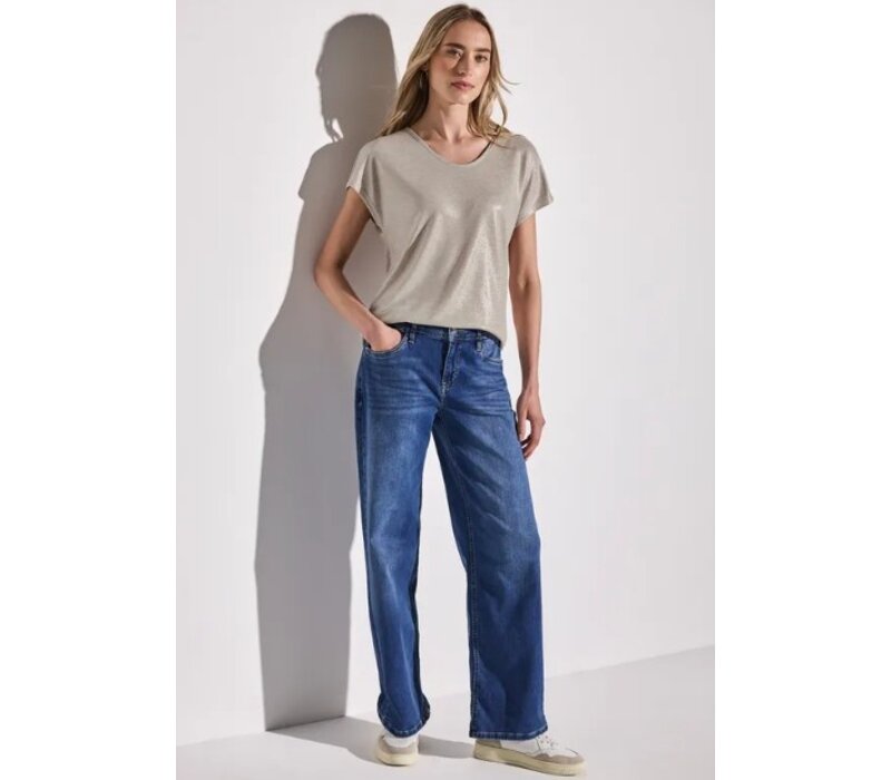 Street One Coated V-Neck Shirt Moonstone Sand