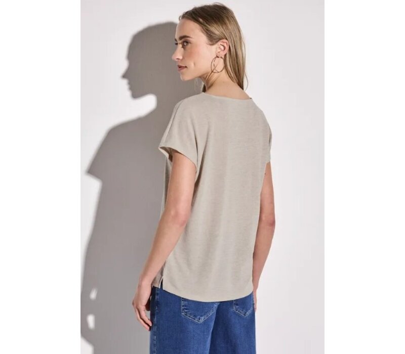 Street One Coated V-Neck Shirt Moonstone Sand