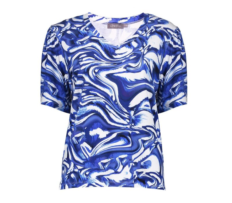 Geisha T-shirt V-Neck Jersey Blue