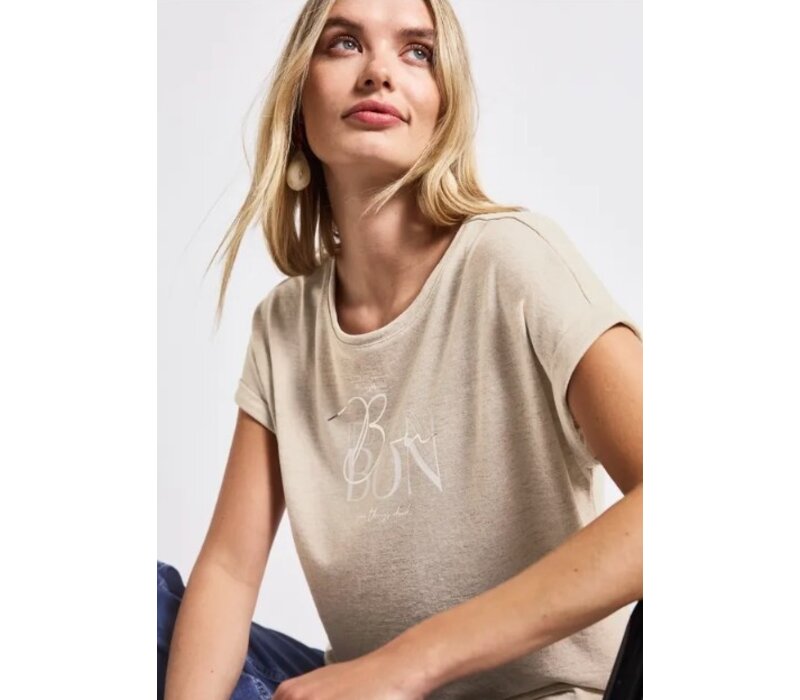 Street One Partprint Shirt Moonstone Sand