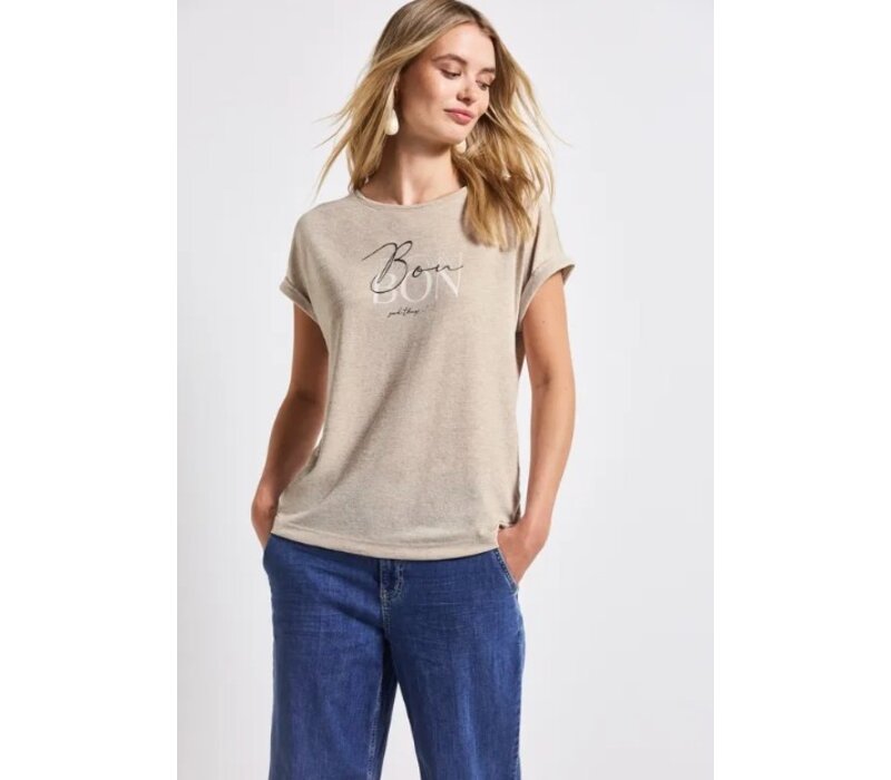 Street One Partprint Shirt Moonstone Sand