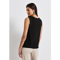 Street One Jersey Top with Chiffon Black