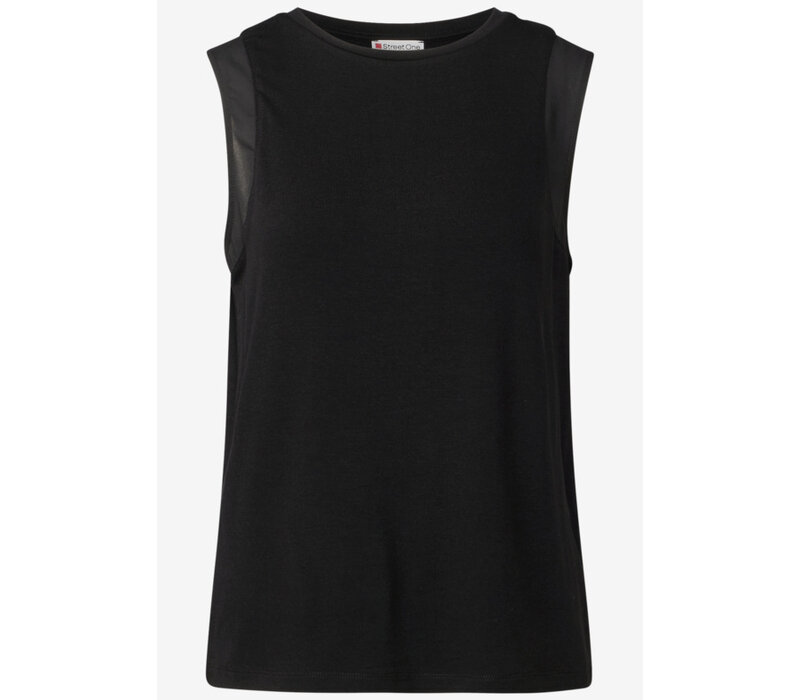 Street One Jersey Top with Chiffon Black