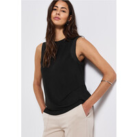 Street One Jersey Top with Chiffon Black