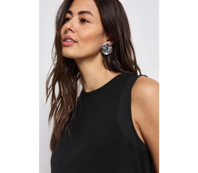 Street One Jersey Top with Chiffon Black
