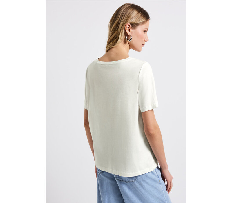 Street One Partprint Shirt with Foil Wording Off White