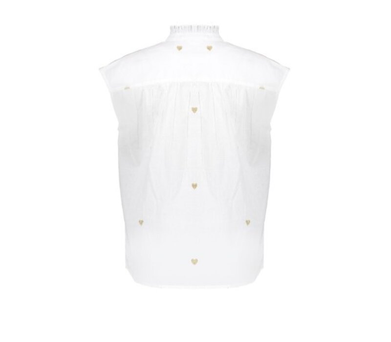 Geisha Blouse Lurex Hearts Off White Gold