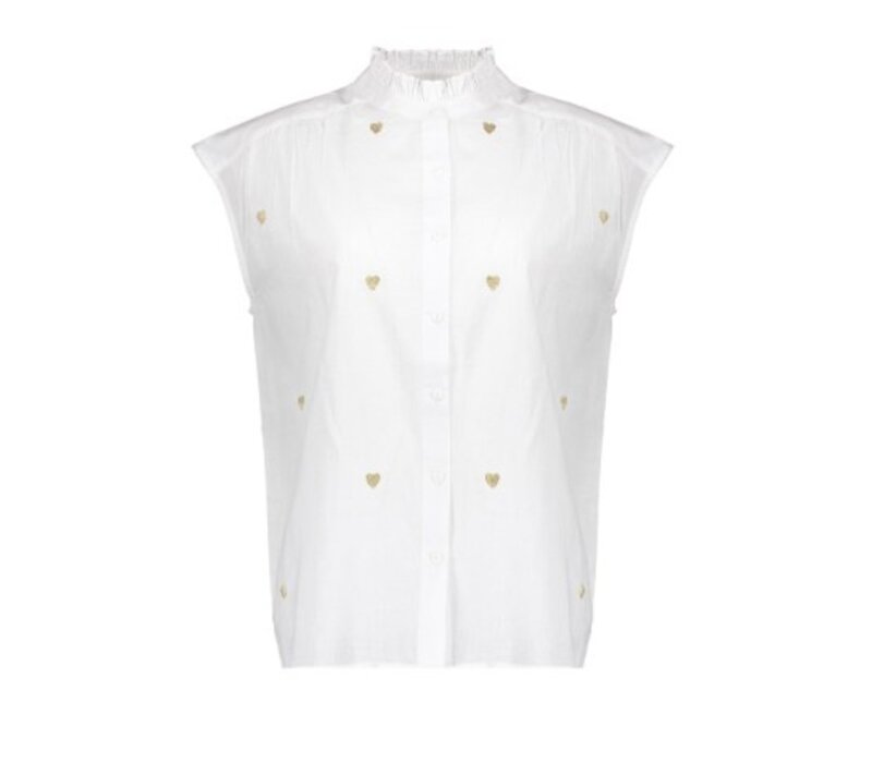 Geisha Blouse Lurex Hearts Off White Gold