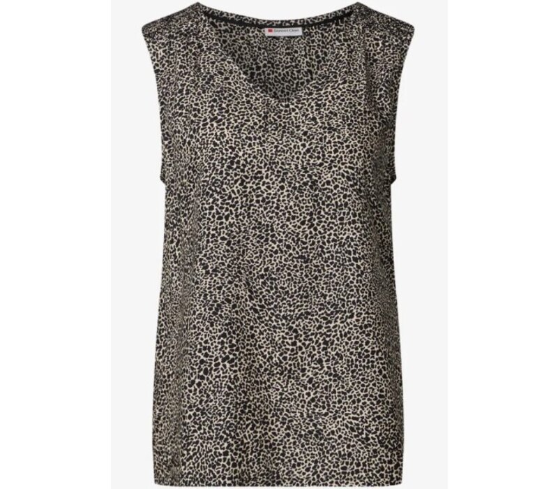 Street One V-Neck Blouse Smok Detail Cotton Cream