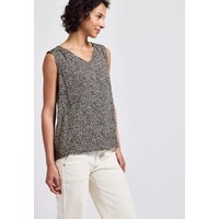 Street One V-Neck Blouse Smok Detail Cotton Cream