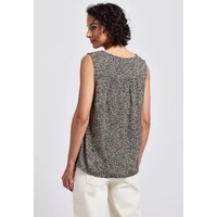 Street One V-Neck Blouse Smok Detail Cotton Cream