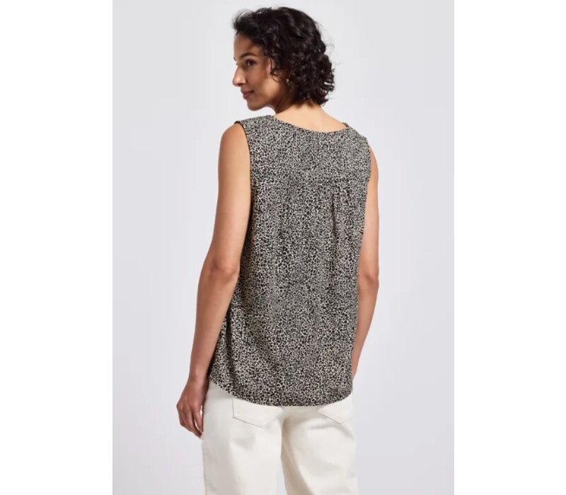Street One V-Neck Blouse Smok Detail Cotton Cream