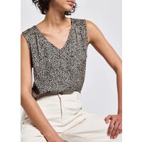 Street One V-Neck Blouse Smok Detail Cotton Cream