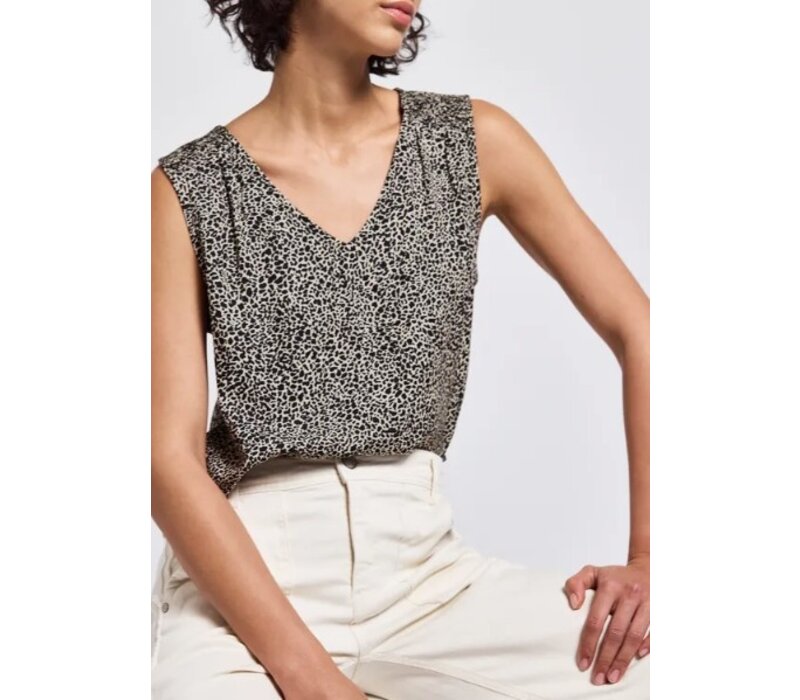 Street One V-Neck Blouse Smok Detail Cotton Cream