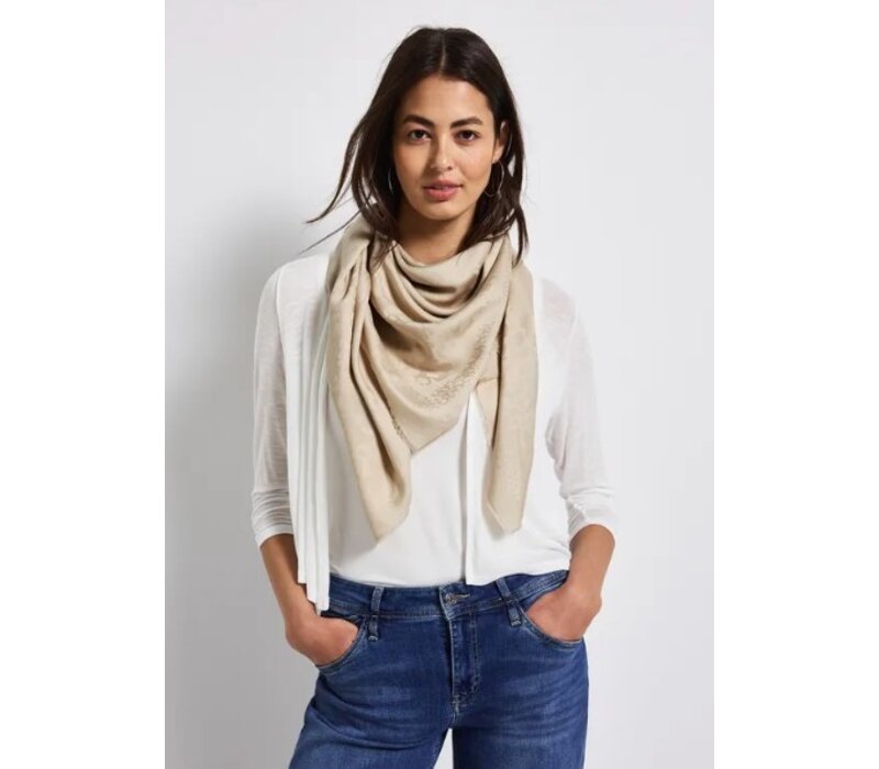 Street One Fine Jacquard Square Sjaal Coastal Beige