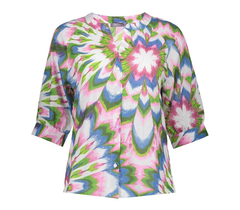 Geisha Top Ecru Lilac Blue