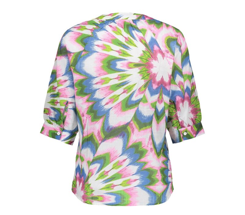 Geisha Top Ecru Lilac Blue