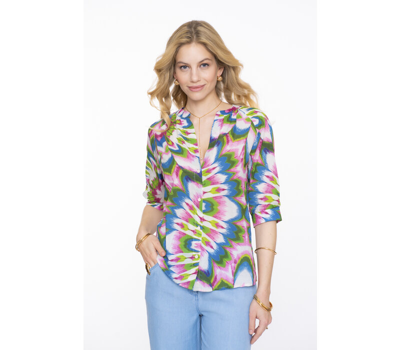 Geisha Top Ecru Lilac Blue